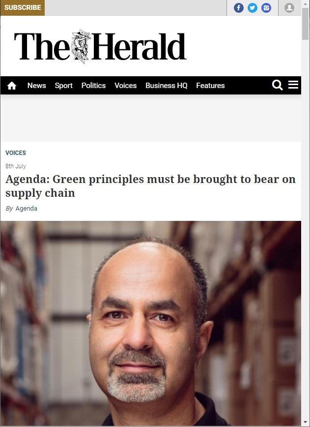 Green principles must be brought to bear on supply chain