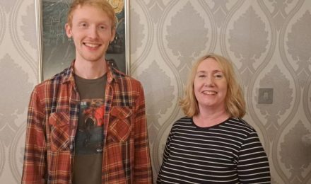 Ronald O'Kane with his mum, Maureen, who inspired his research into chronic pain (Image: Glasgow Caledonian University)