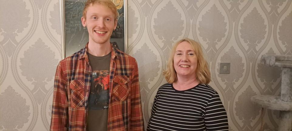 Ronald O'Kane with his mum Maureen who inspired his research into chronic pain (Image: Glasgow Caledonian University)