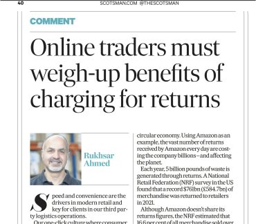 Scotsman Op-ed from our MD Rukhsar Ahmed about need to reduce returns