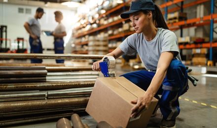 Young Woman Packing a Box