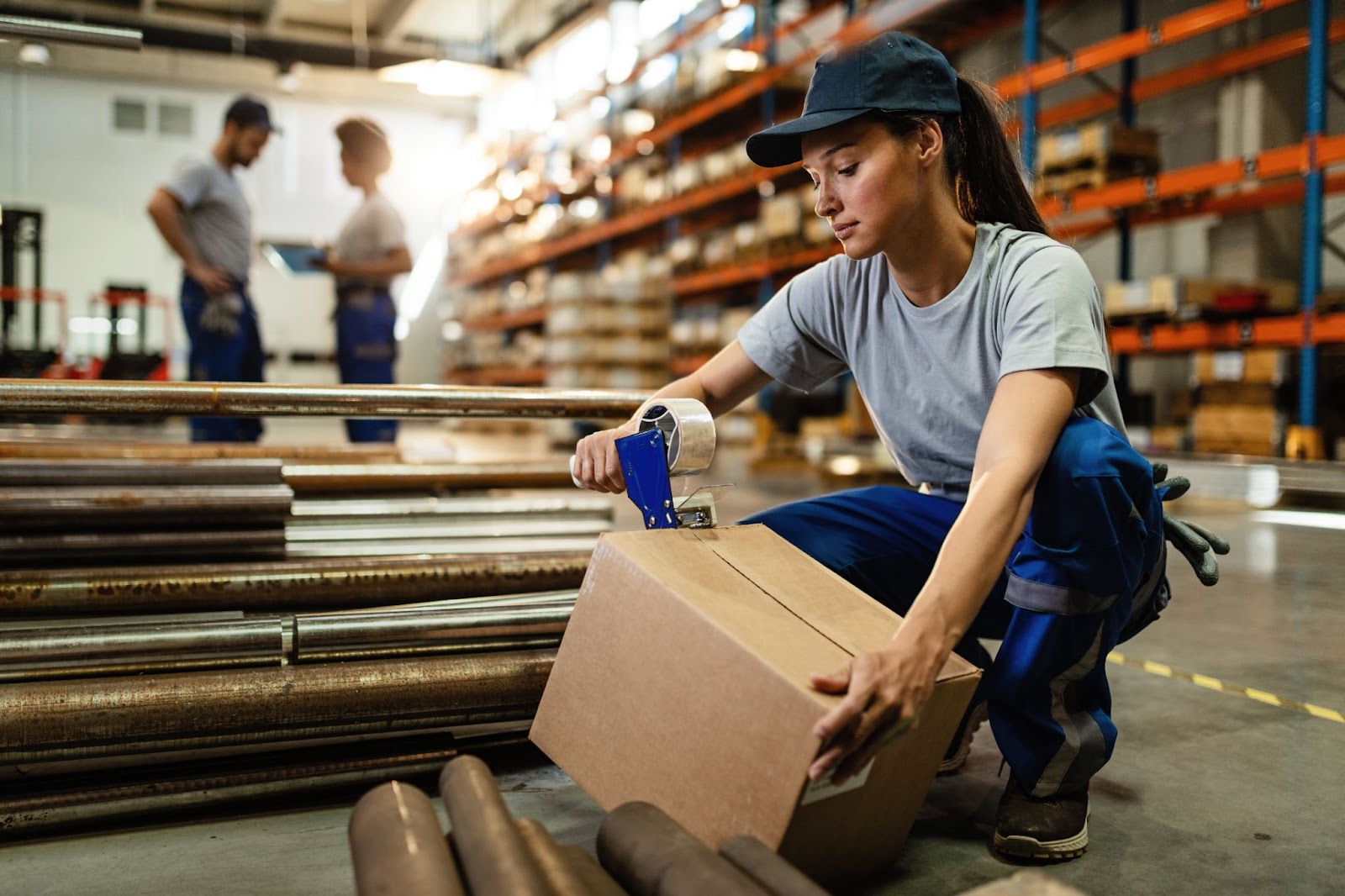 Young Woman Packing a Box